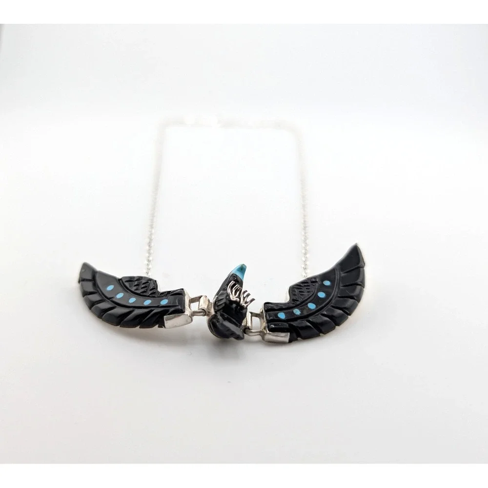 Women's Hand Carved Eagle Necklace, Navajo Southwest Jewelry, Chain Necklace **